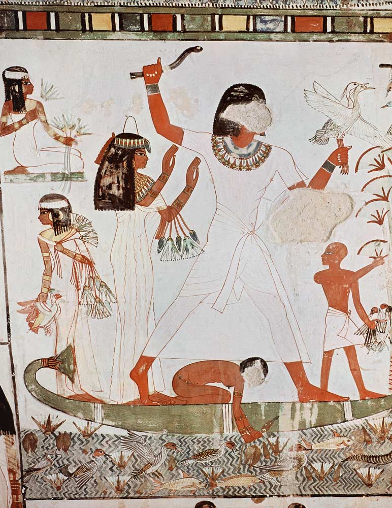 Fishing and fowling in the marshes, detail from the Tomb Chapel of Menna, New Kingdom from Egyptian