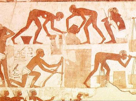 Construction of a wall, from the Tomb of Rekhmire, vizier of Tuthmosis III and Amenhotep II, New Kin from Egyptian