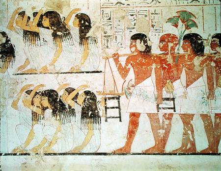 Group of mourners in the funeral procession of Ramose, from the Tomb Chapel of Ramose, New Kingdom from Egyptian