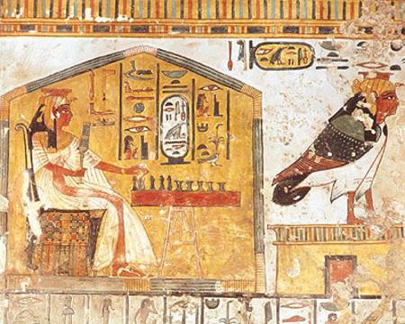 Nefertari playing senet, detail of a wall painting from the Tomb of Queen Nefertari, New Kingdom from Egyptian