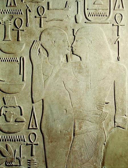 Sesostris I (ruled 1971-28 BC) being Embraced by the God Ptah, relief from the Temple of Amun, Karna from Egyptian