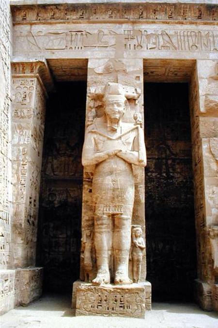 One of the standing figures of Ramesses III (c.1184-1153 BC) as the god Osiris, east side of the fir from Egyptian