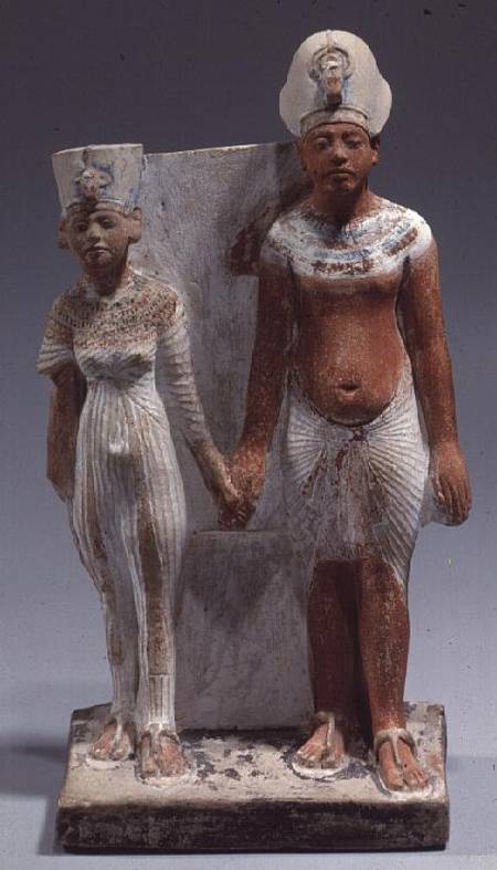 Statuette of Amenophis IV (Akhenaten) and Nefertiti, from Tell el-Amarna, Amarna Period, New Kingdom from Egyptian