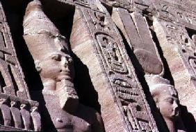 Heads of Ramesses II (1279-1213) and Hathor/Nefertari on the Facade of the Temple of Queen Nefertari