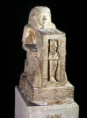 Naophorous statue of the royal scribe, Seti, with Osiris in the naos, New Kingdom