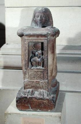 Naophorous statue of the scribe, Kha, with the god Thoth in the naos, New Kingdom