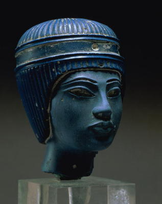 Royal head, possibly Tutankhamun, New Kingdom (pressed glass) (see also 154086) from Egyptian 18th Dynasty