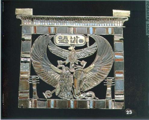 Pectoral of Ramesses II (c.1290-1224 BC) New Kingdom (gold, glass & turquoise) (see also 55440) from Egyptian 19th Dynasty