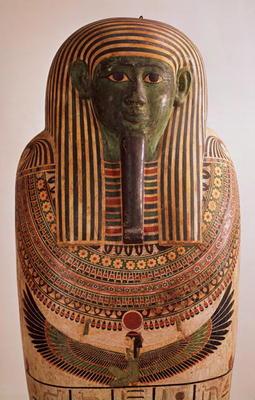 Outer lid of the sarcophagus of Psametik I (664-610 BC) Late Period (painted wood)