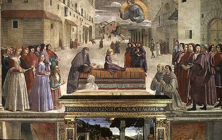 The miracle of the boy brought back to life, scene from a cycle of the Life of St. Francis of Assisi from  (eigentl. Domenico Tommaso Bigordi) Ghirlandaio Domenico