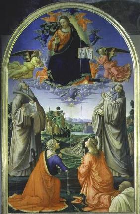 Christ in Glory with St. Benedict (c.480-547), St. Romuald (c.952-1027), St. Attinia, St. Grecinia a