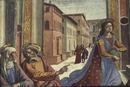 The Virgin Mary in the Temple (fresco) (detail) from  (eigentl. Domenico Tommaso Bigordi) Ghirlandaio Domenico