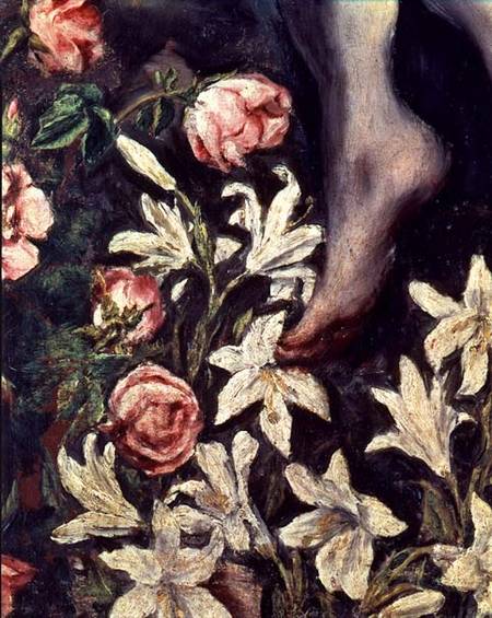 The Assumption of the Virgin, detail of flowers from (eigentl. Dominikos Theotokopulos) Greco, El