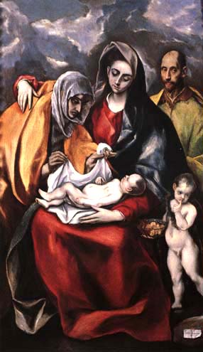 Heilige Familie mit der hl. Anna und dem kleinen Johannes dem Täufer. from (eigentl. Dominikos Theotokopulos) Greco, El