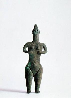 Front view of a human figurine thought to have had ritual connotations, from Marlik, Iran