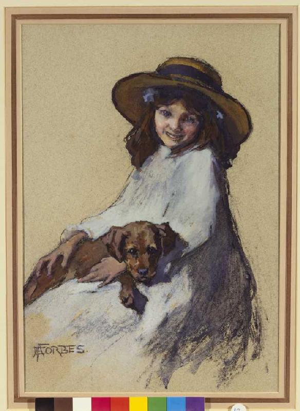 Mädchen mit ihrem jungen Hund. from Elizabeth Adela Stanhope Forbes