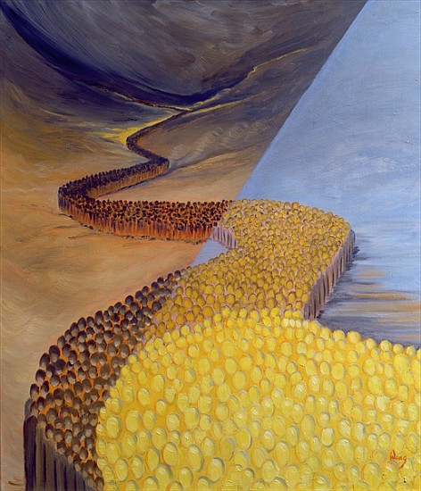 God''s Holy People stretch like a river from ancient times to our own day, 1995 (oil on panel)  from Elizabeth  Wang