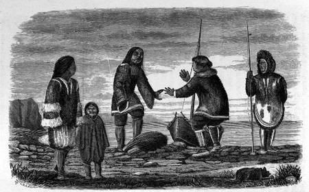 Tuski and Mahlemuts Trading for Oil, from 'Alaska and its Resources', by William H. Dall, engraved b from Elliot