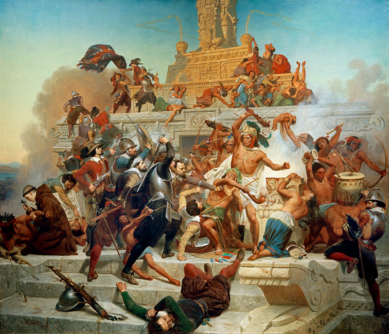 Die Eroberung des Teocalli Tempels durch Cortés und seine Truppen from Emanuel Leutze