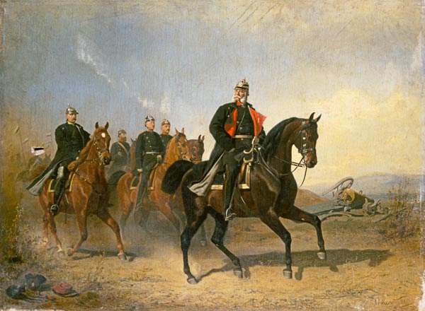 Kaiser Wilhelm I. von Preussen zu Pferde mit Bismarck und Moltke from Emil Volkers