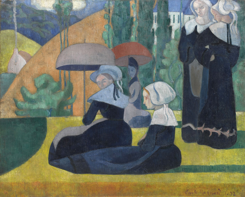 Breton Women with Umbrellas from Emile Bernard