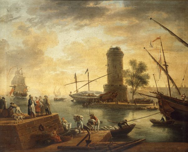 C.Vernet, Mediterranean Harbour Scene. from Emile Jean Horace Vernet