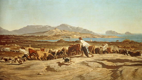 Cattle herding near Marseilles from Emile Loubon