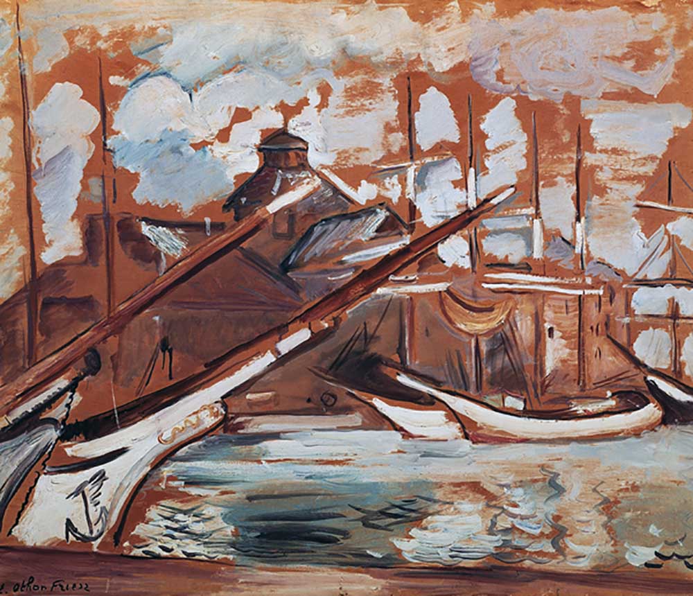 Hafenszene von Othon Friesz (1879-1949), Öl auf Karton, 54x65 cm. Frankreich, 20. Jahrhundert. from Emile Othon Friesz