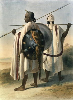 Abyssinian Warriors, illustration from 'The Valley of the Nile', engraved by Eugene Le Roux (1807-63 from Emile Prisse d'Avennes