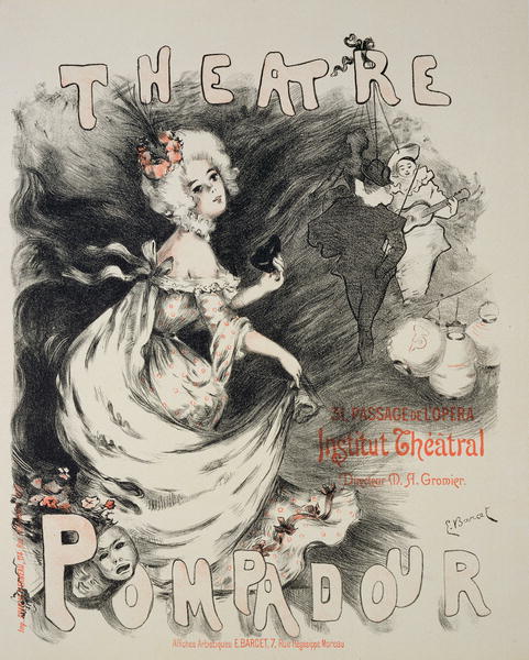 Reproduction of a poster for the ''Pompadour Theatre'', Institut Theatral (colour litho)  from Emmanuel Barcet