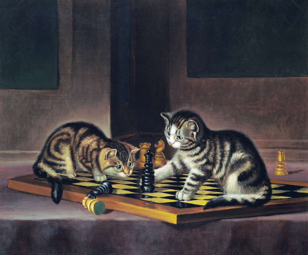 Kittens Playing Chess from English School