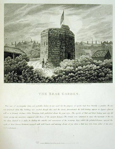 The Bear Garden, after a 17th century drawing of London called 'the Antwerp View' from English School
