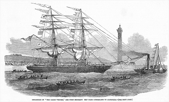 Departure of ''The Lizzie Webber'', the first emigrant ship from Sunderland to Australia, from ''The from English School