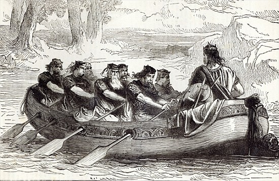 Edgar the Pacific being rowed down the River Dee Eight Tributary Princes, illustration from ''Cassel from English School