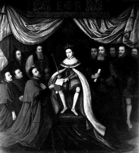 Edward VI (1537-53) Granting the Charter to Bridewell and Bethlehem Hospitals in 1553  (b&w photo) from English School