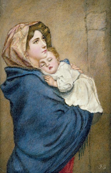 Mother and Child (w/c on ivorine) from English School