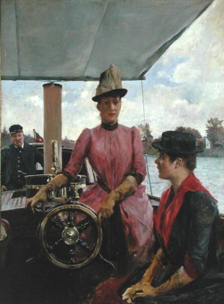 At the Helm - Ladies aboard the Riverboat Hassan from English School
