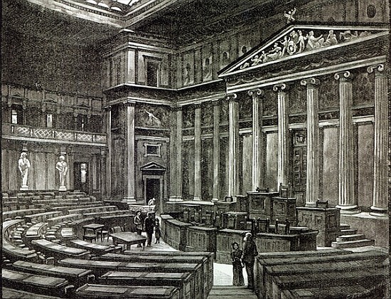 Interior of Houses of Parliament, Vienna, from ''Leisure Hour'' from English School