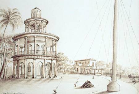 The Lighthouse in Kandy (pen & ink on paper) from English School