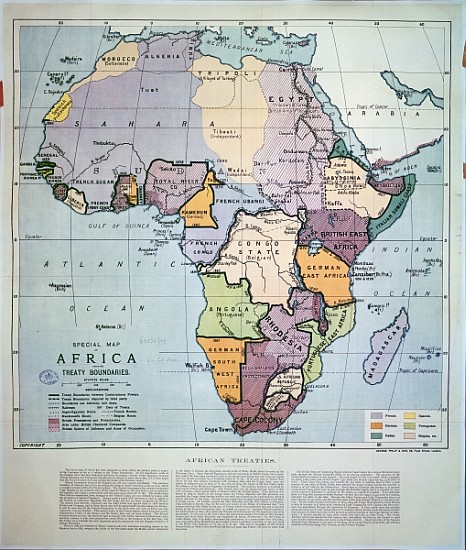 Map of Africa showing Treaty Boundaries, 1891 () from English School