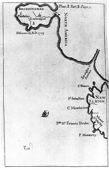 Map of Brobdingnag, illustration from the first edition of ''Gulliver''s Travels'' Jonathan Swift from English School