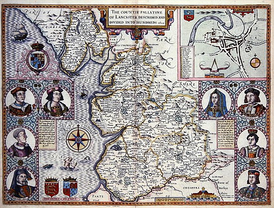 Map of Lancaster divided into hundreds from English School