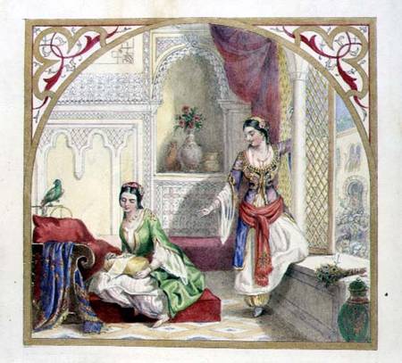 A Moorish Interior with Two Women from English School