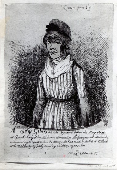 Mrs. Jane Gibbs as she appeared before the Magistrate from English School