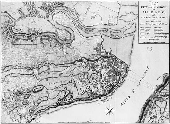 Ms A 224 f.8 Map of the city and environs of Quebec with its siege and blockade the Americans, illus from English School