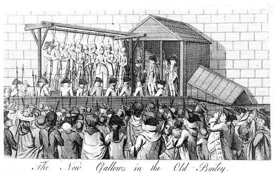New Gallows built for public executions in 1785 at the Old Bailey from English School