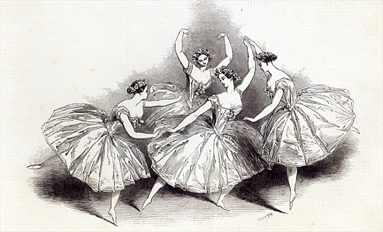 New Pas de Quatre, Mdlles. Taglioni, C. Grisi, L. Grahn, and Cerito, at her Majesty''s Theatre, from from English School
