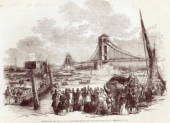 Opening of the Hungerford Suspension Bridge, from ''The Illustrated London News'', 3rd May 1845 from English School