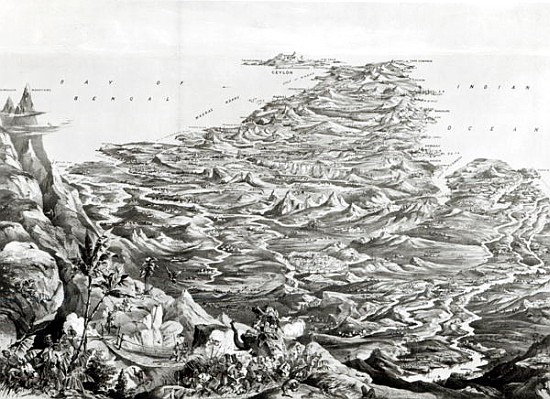 Panoramic view of India from the Himalaya Mountains, designed by T. Packer from English School