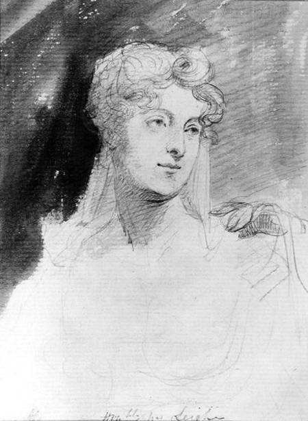 Portrait of Augusta Leigh (pencil and w/c on paper) from English School